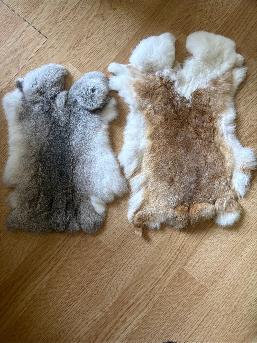 B0130 Natural Rabbit Fur Pelts - Set of Two